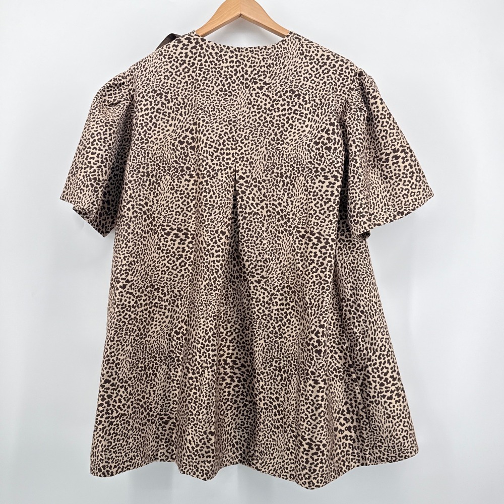 Ghospell Leopard Print Bow Detail Mini Dress M+ US8 Textured Animal Print DRG891 - Picture 5 of 12